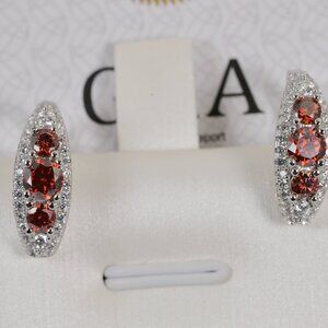 Certified Red Moissanite Hoop Earrings 925 Sterling
